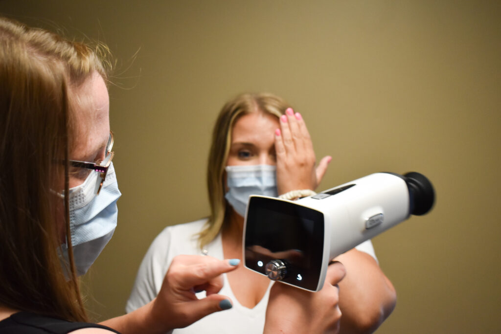 eye clinic exam with medical equipement